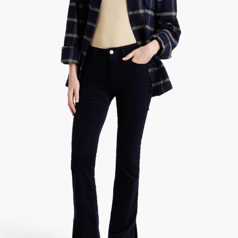 Frame Le Mini Boot Split Hem Bootcut Jeans dark blue corduroy
